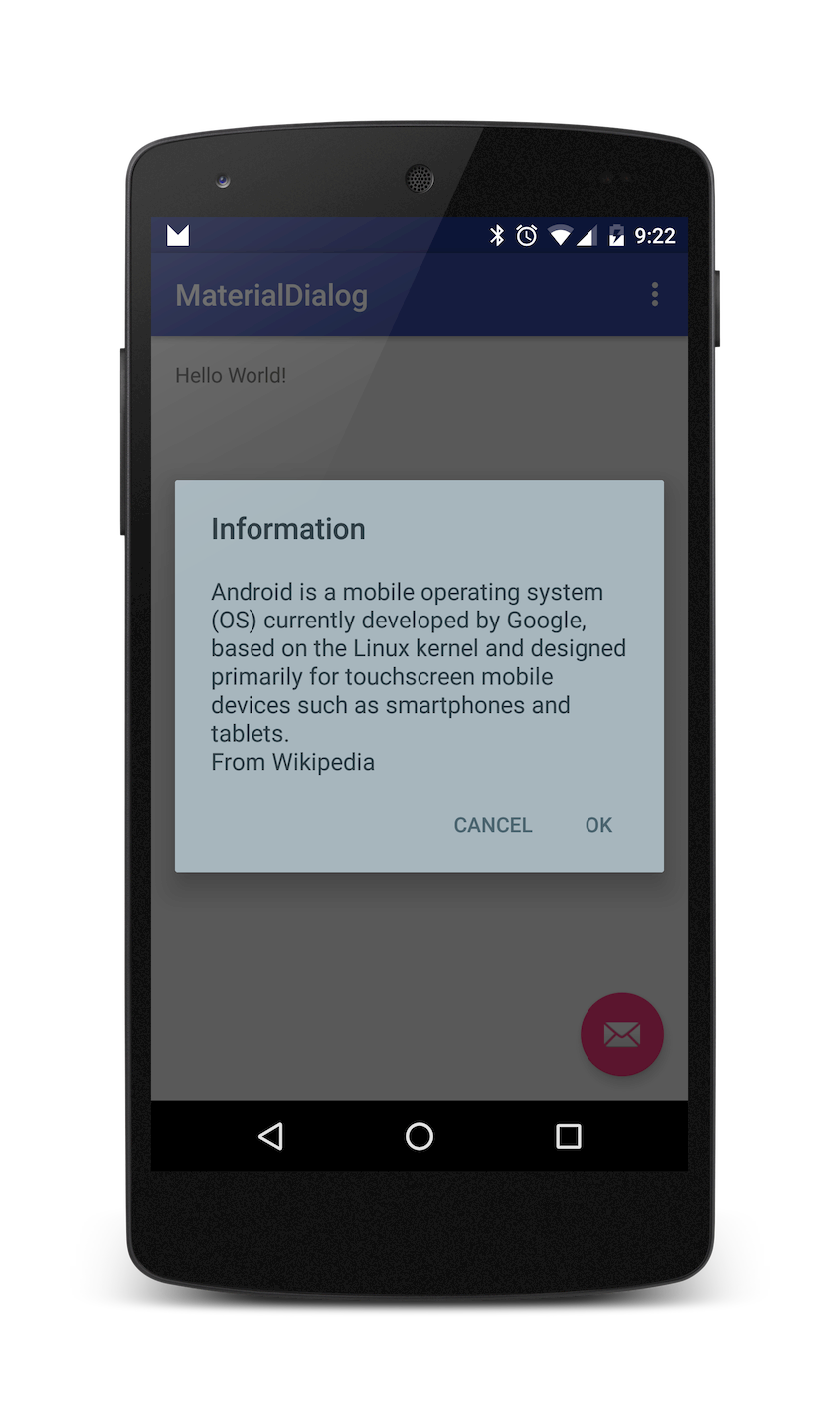Demo: customized material dialog