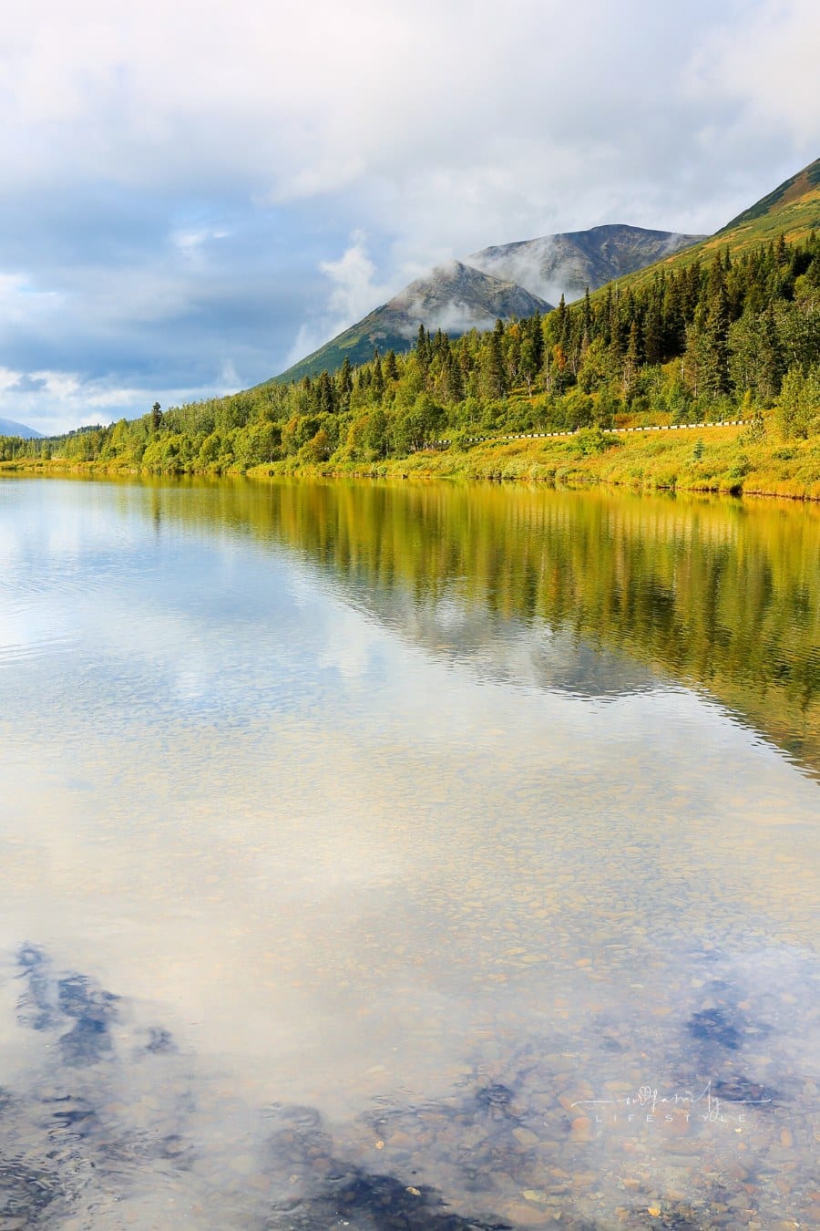 Beautiful sunrise at Kenai River, Alaska, USA.