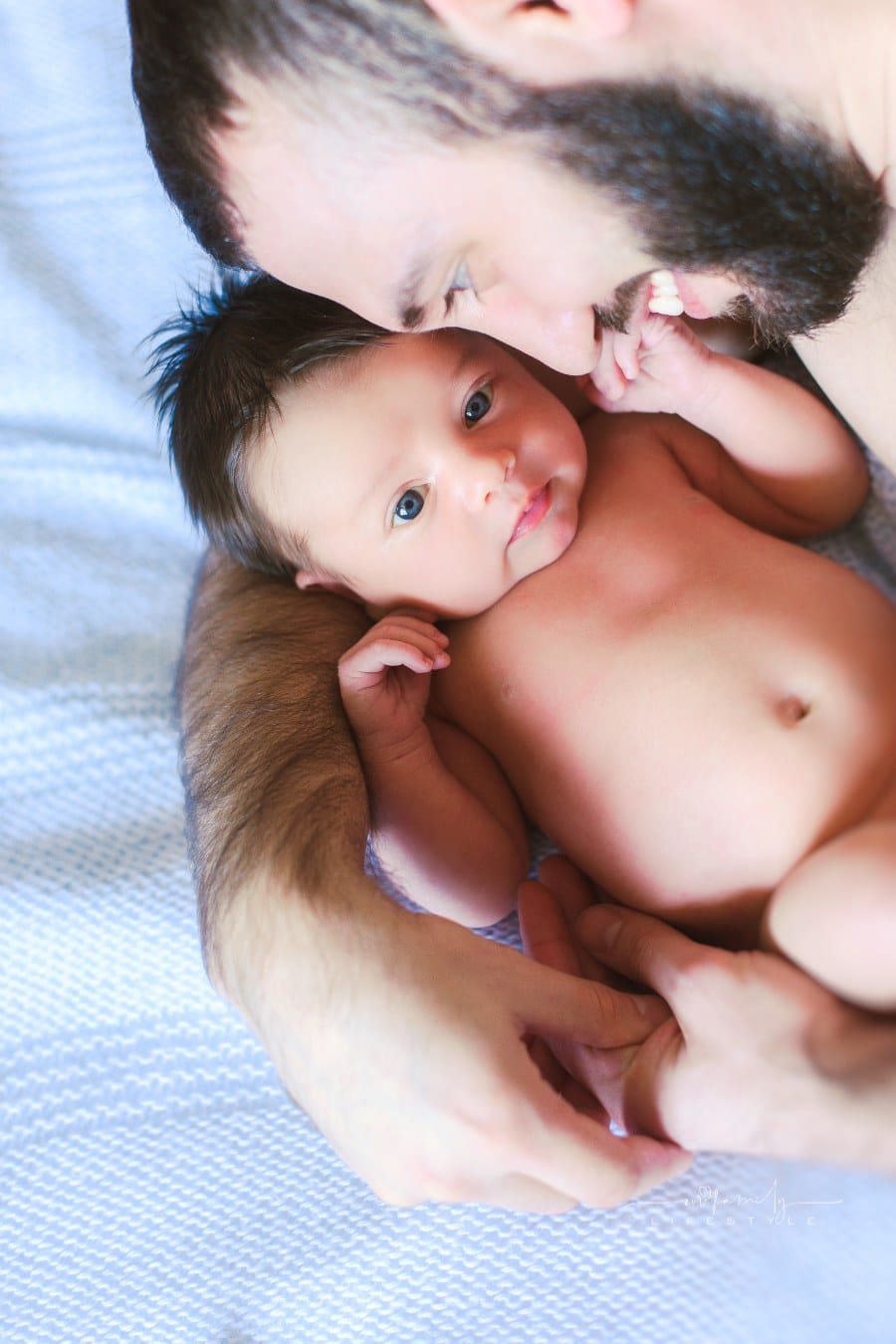 Happy father and a baby boy