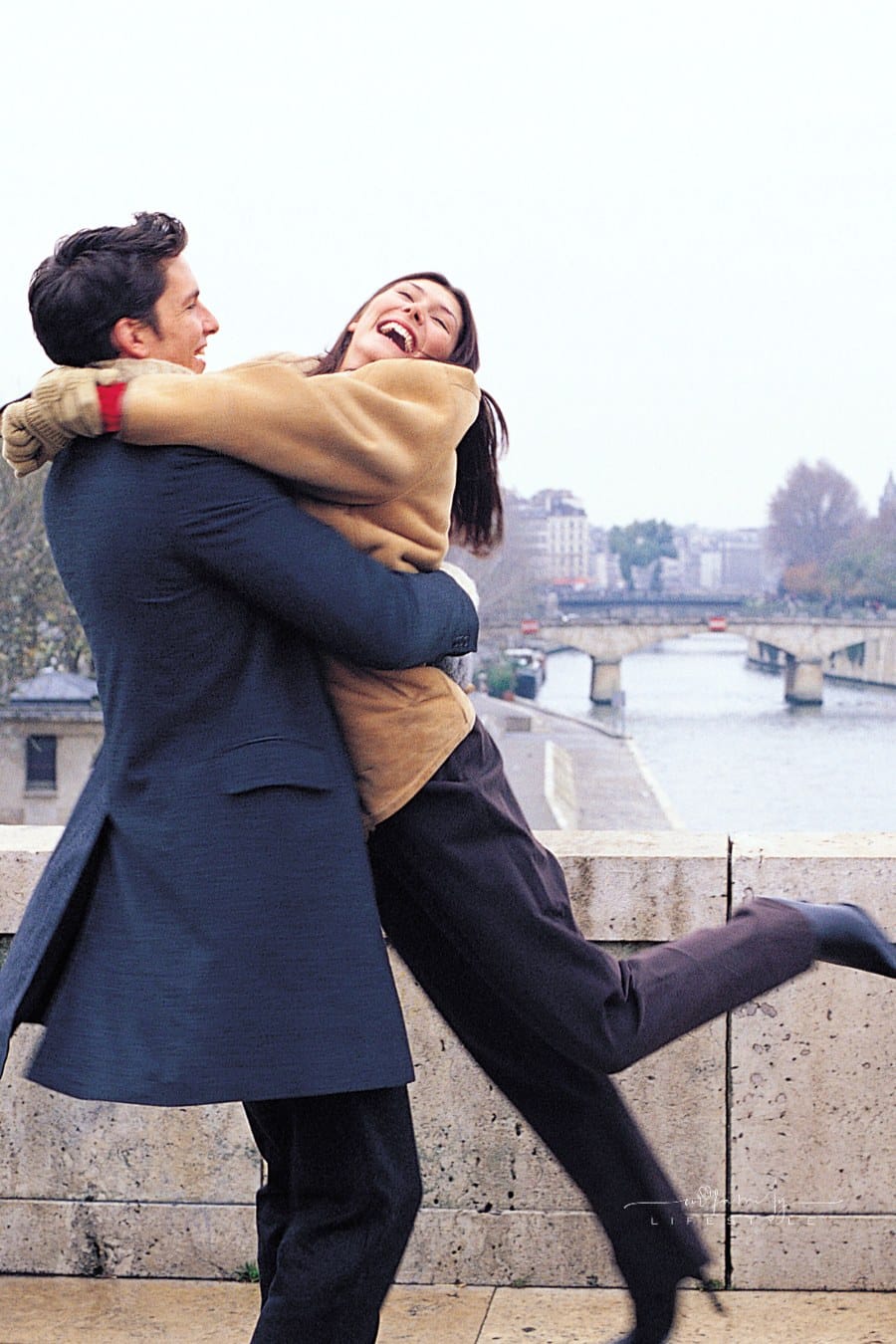 Happy Couple Embracing in Paris