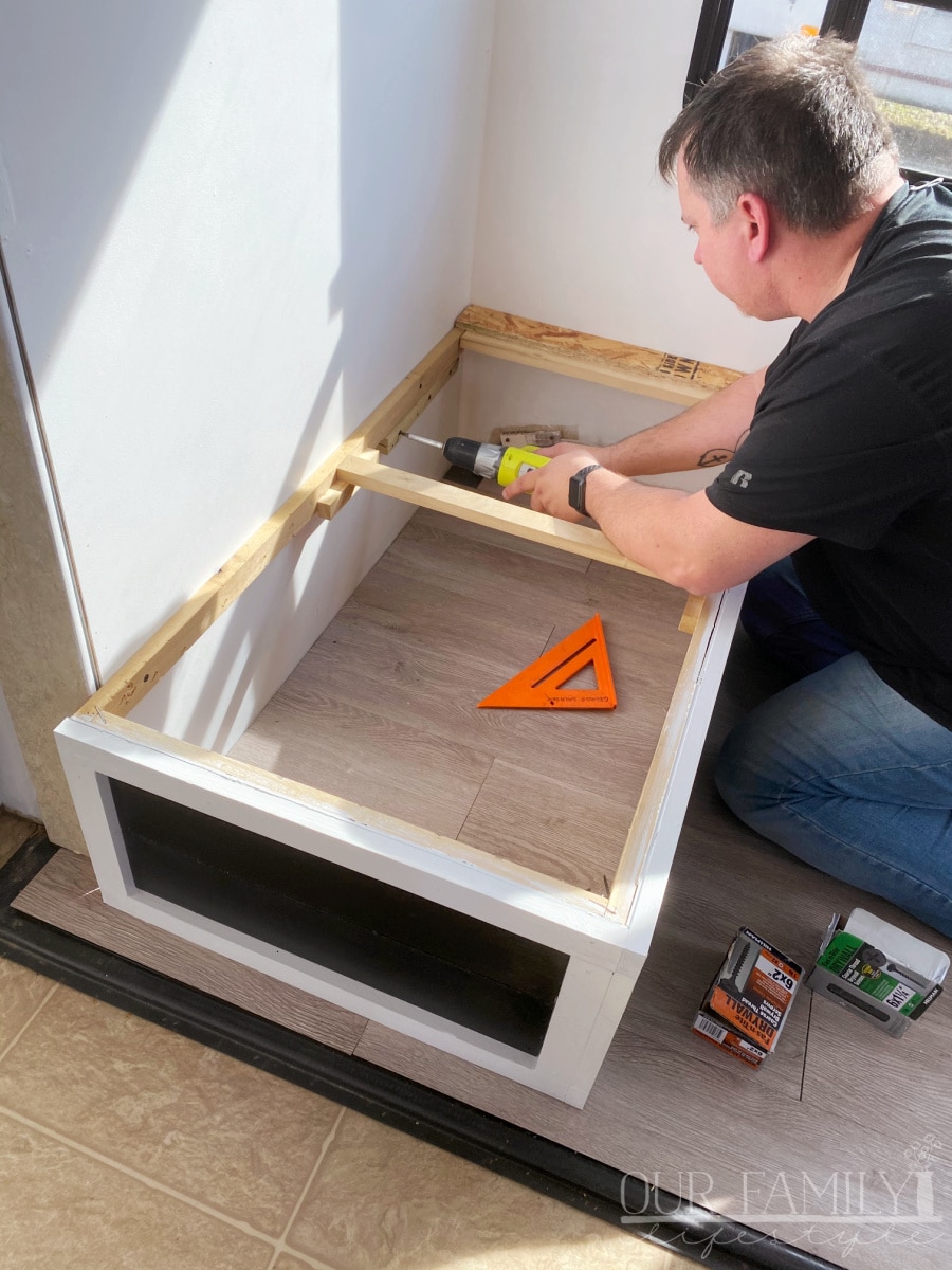 attaching new rv bench to slide out