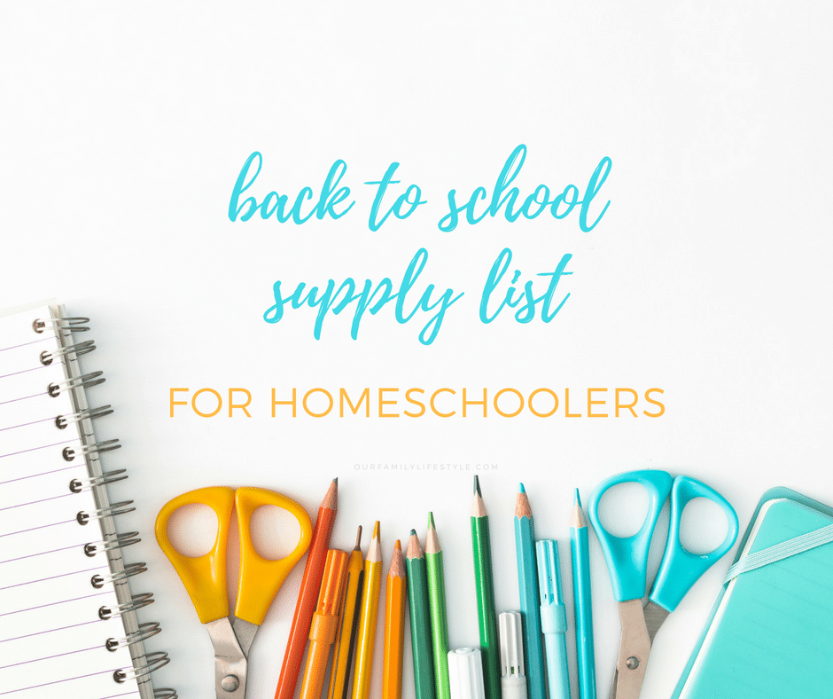 back to school supply list for homeschoolers