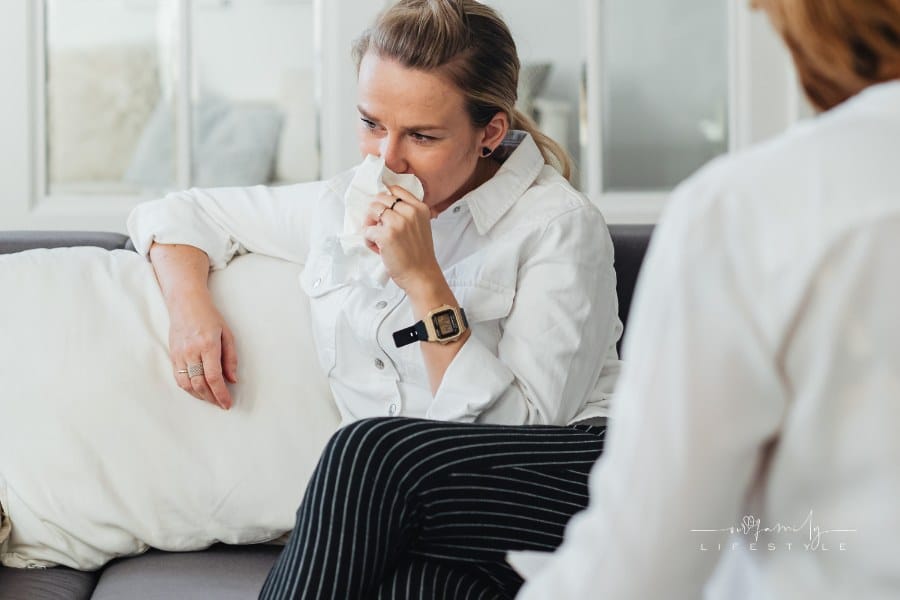 Woman talking to professional during Mental Health Therapy session