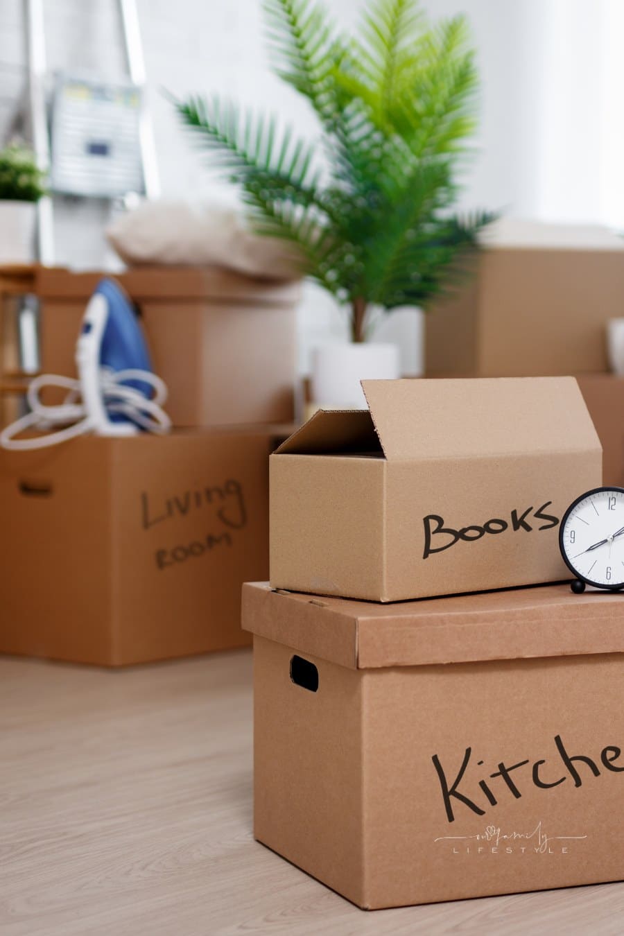 cardboard boxes with belongings prepared for moving into new house