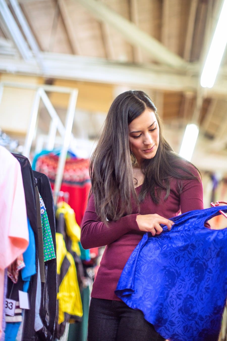 Thrift Store Shopping Young Woman