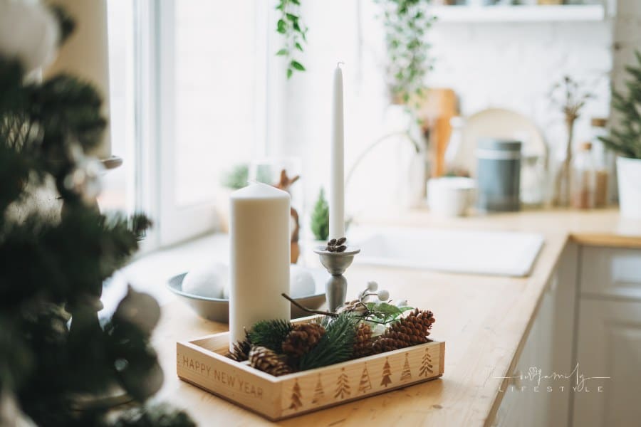 Christmas Decorations on Kitchen Counter