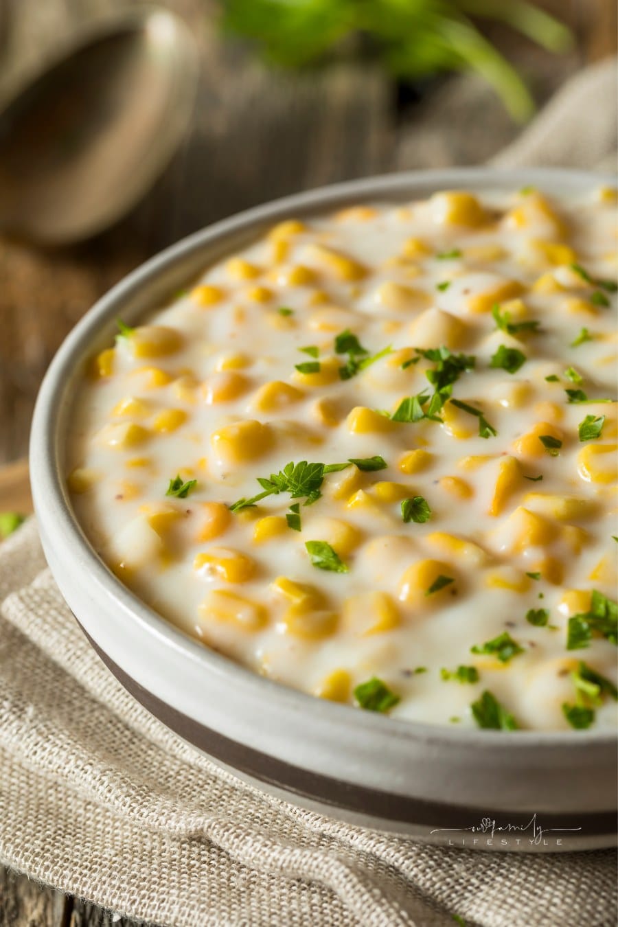 Fresh Homemade Creamed Corn in a Bowl