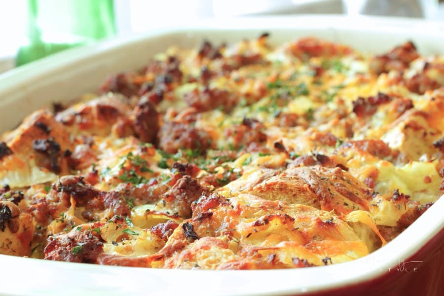 Savory Breakfast casserole close up