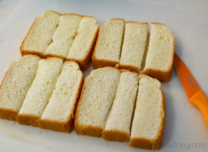 cut bread into cubes for French Toast