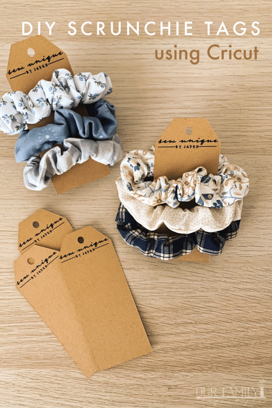 DIY scrunchie tags using Cricut