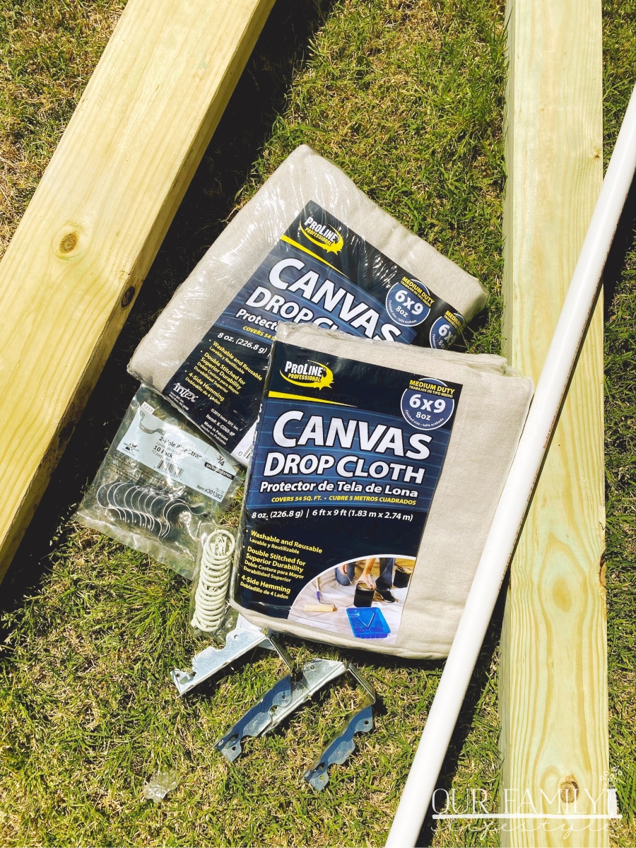 drop cloth privacy wall supplies