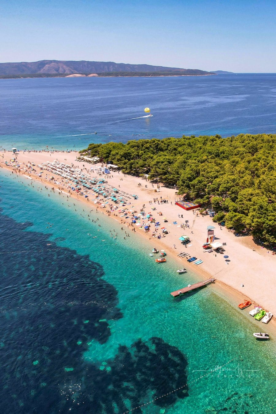 The beach in croatia with clear water and blue sky