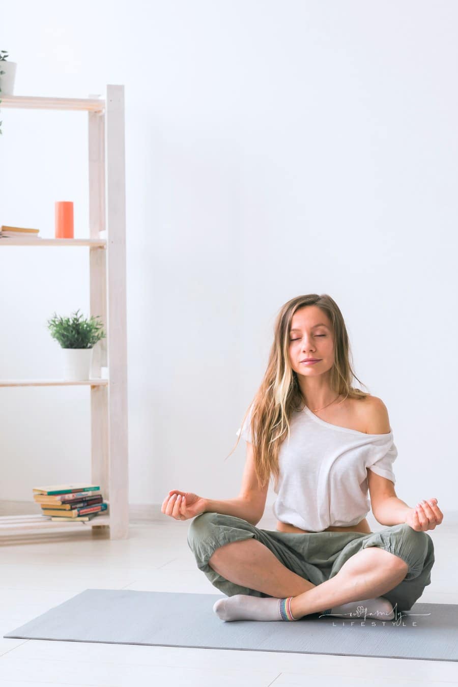 Young Woman in the Lotus Position While Meditating. Mindfulness Practice, Well-Being and Self-Concept.