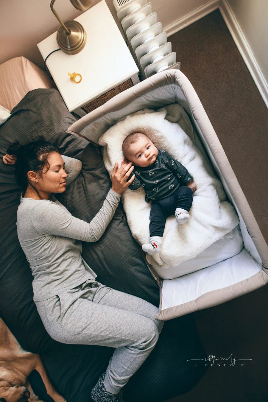 Top View of a Mother Sleeping with Her Baby