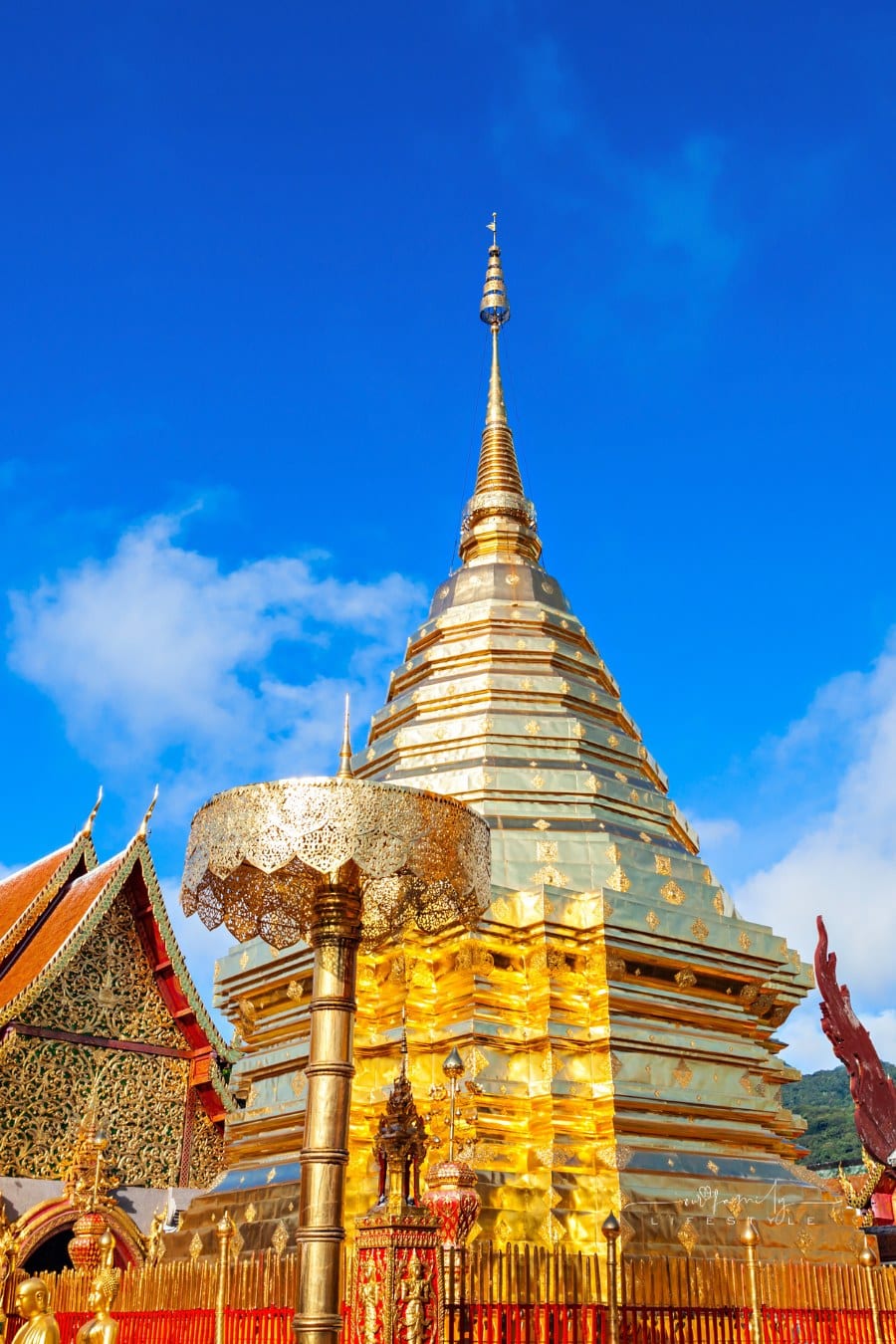 Wat Phra That Doi Suthep is a Theravada Buddhist temple near Chiang Mai, Thailand