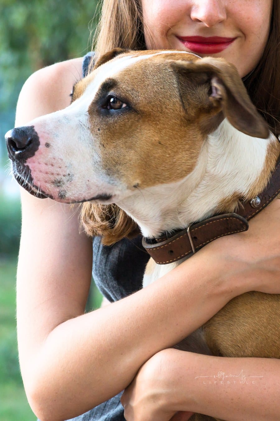 Woman Hugging Pet Dog