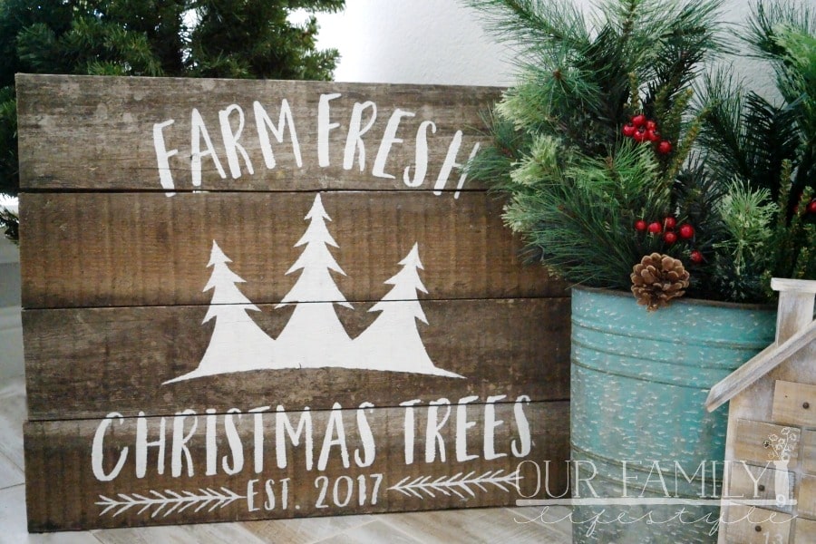 farm fresh Christmas Trees wooden sign