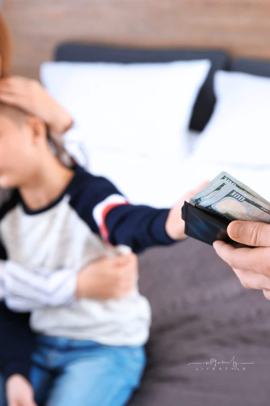 Man Giving Child Support to His Ex-Family at Home