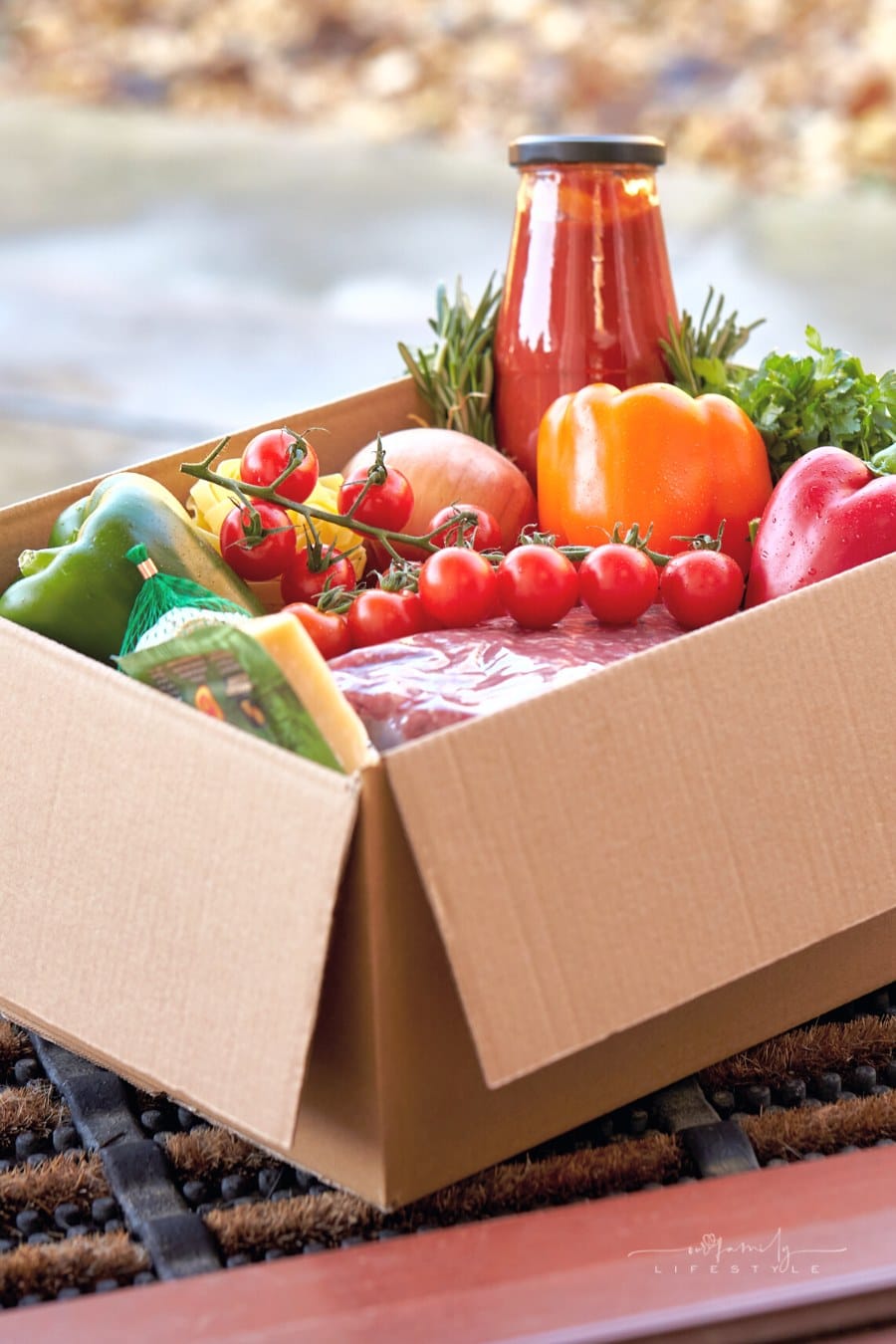 box of fresh ingredients from meal delivery kit service