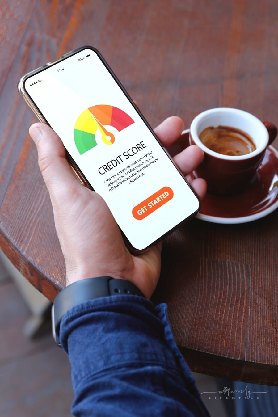 man checking credit score on his phone