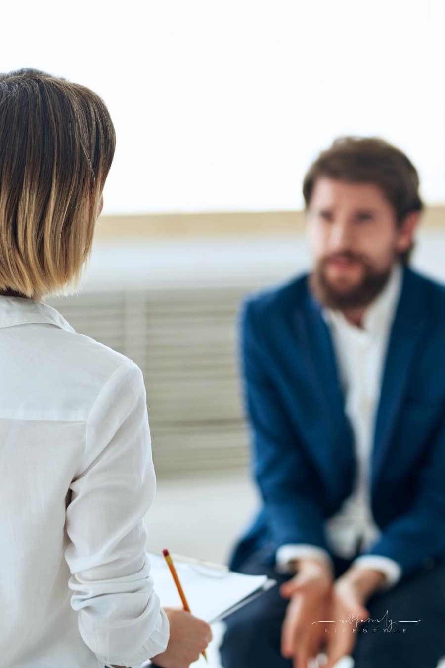 man visiting his therapist