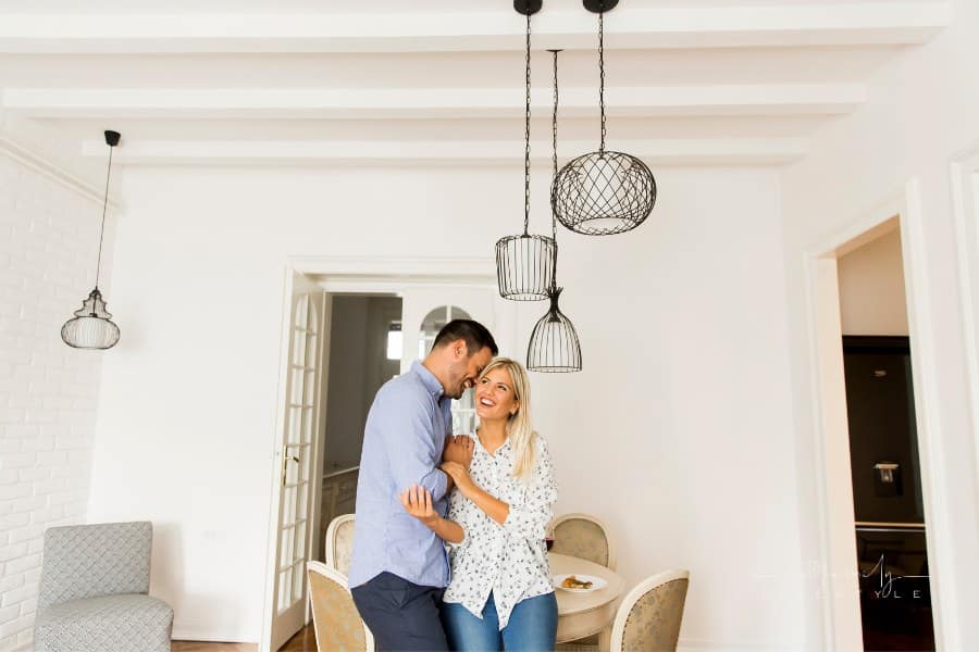 couple laughing together at home