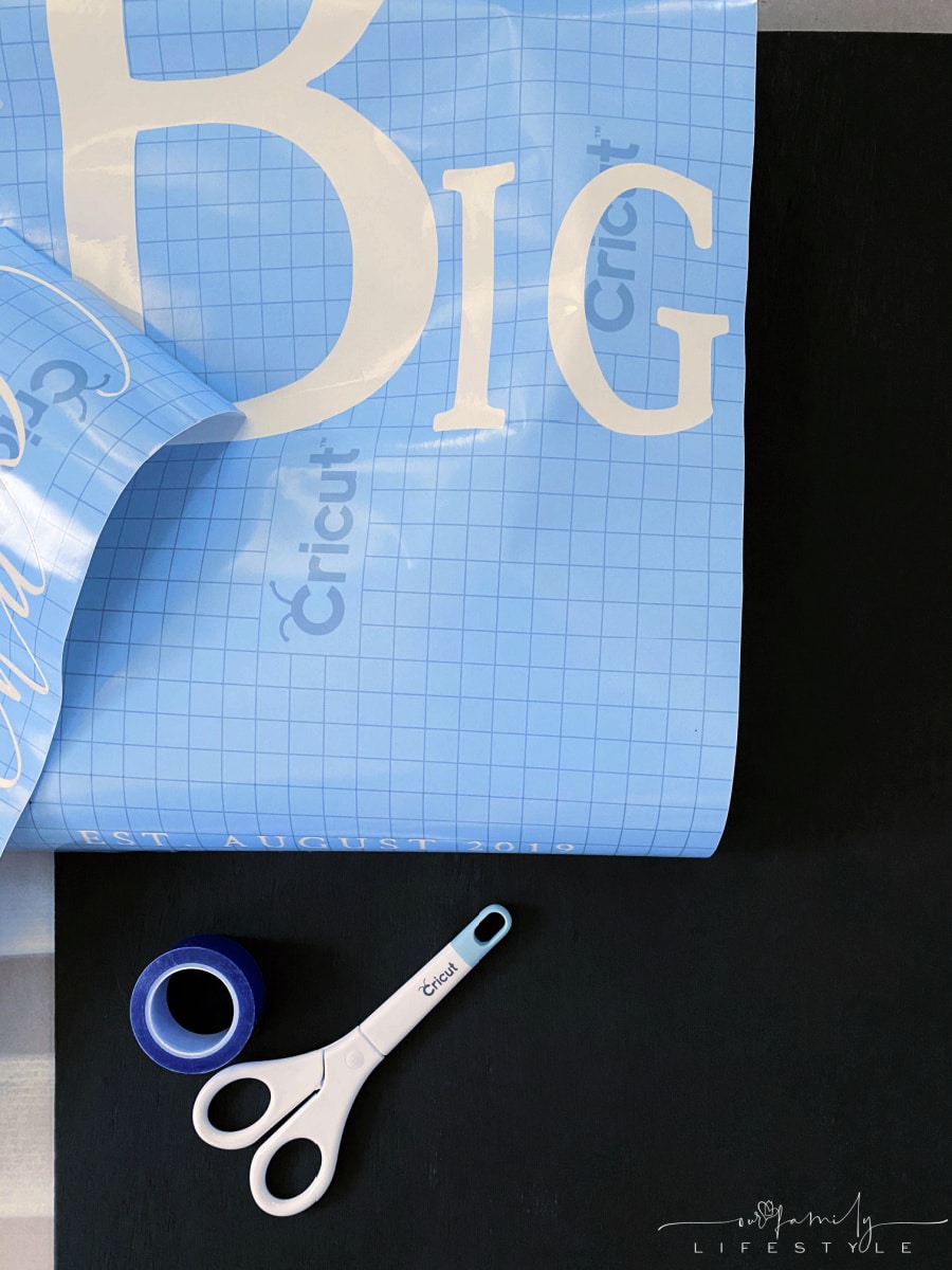 large wooden sign design with Cricut stencil vinyl