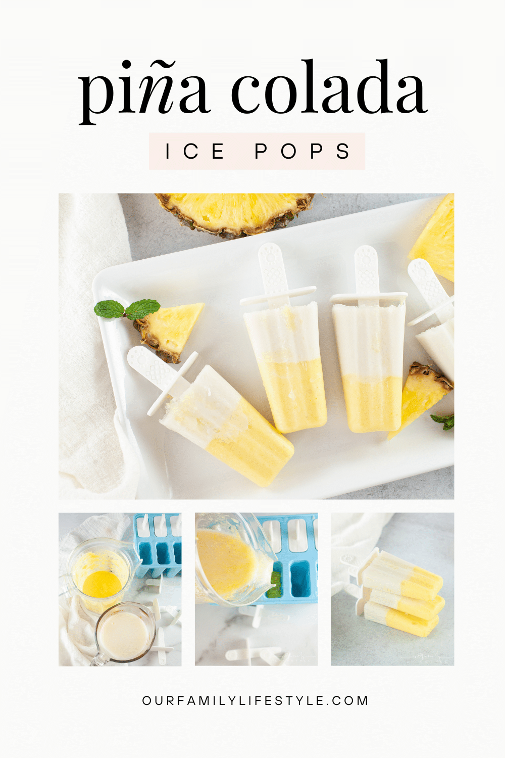 Layered Piña Colada Ice Pops