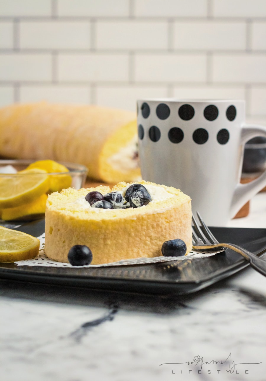 Lemon Blueberry Swiss Cake Roll