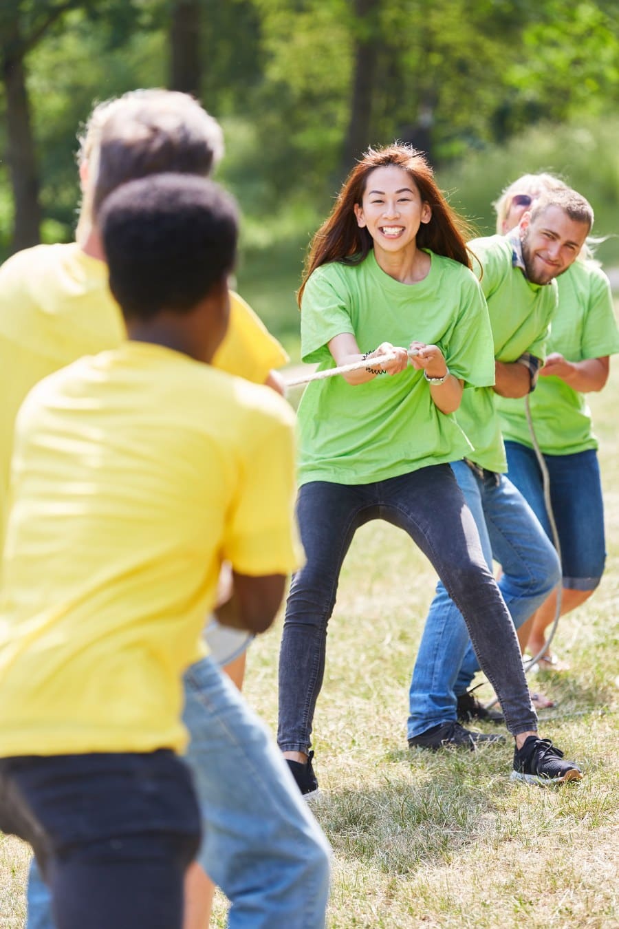 tug of war at adult team building field day games