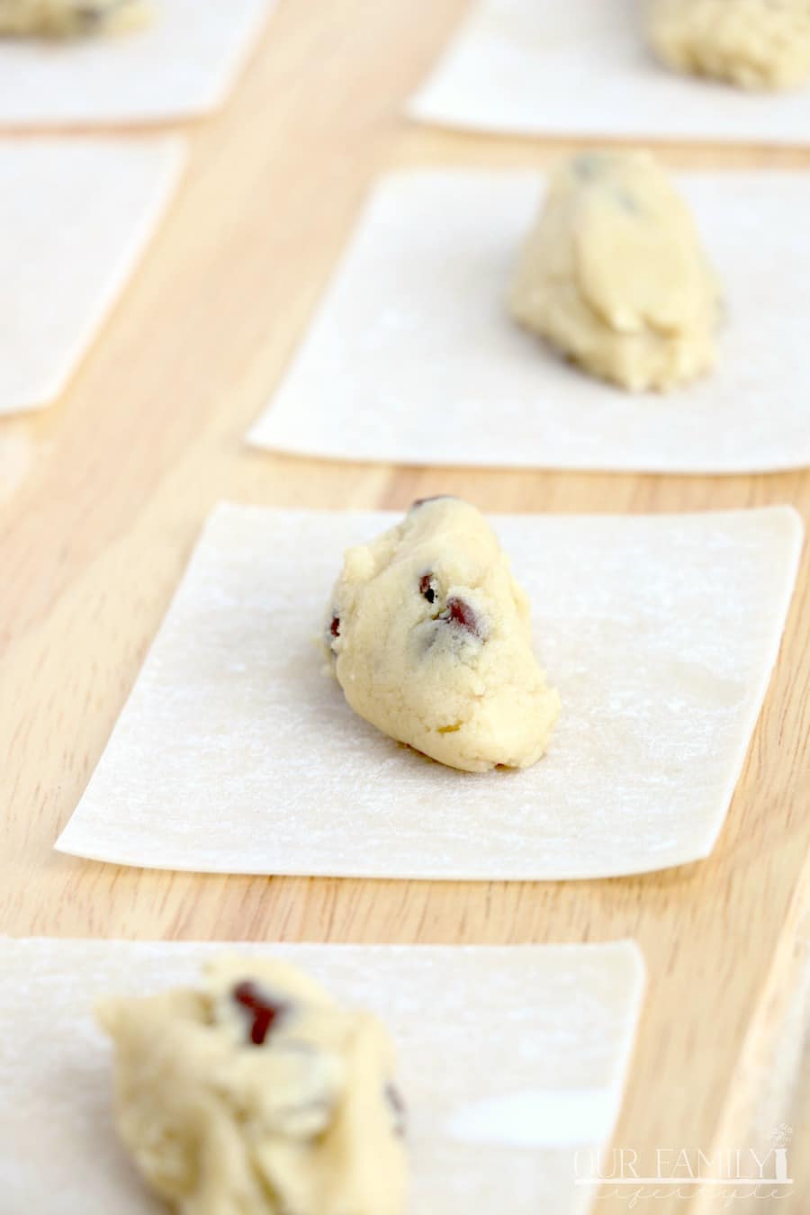 making wontons with family