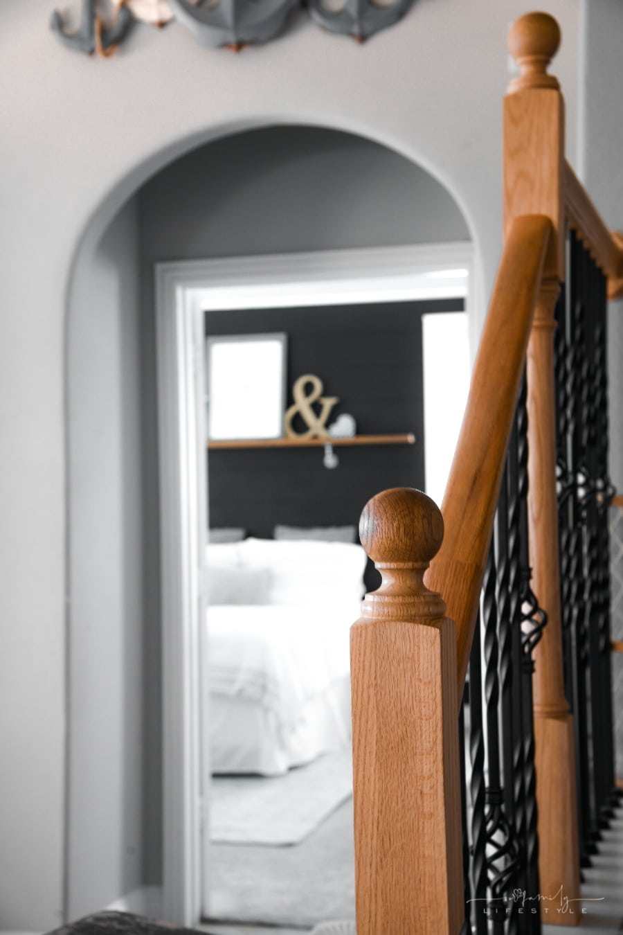 master bedroom as seen from living room stairs