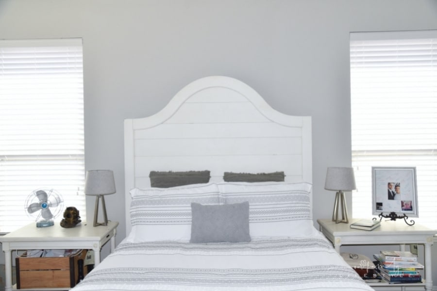 master bedroom before faux shiplap wall