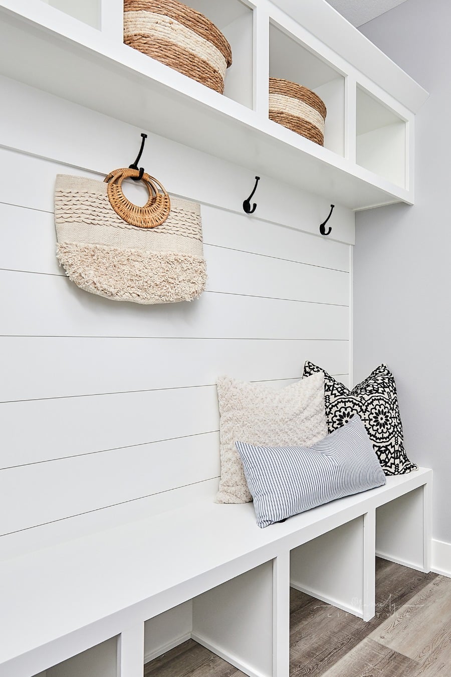 organized mudroom entry into house