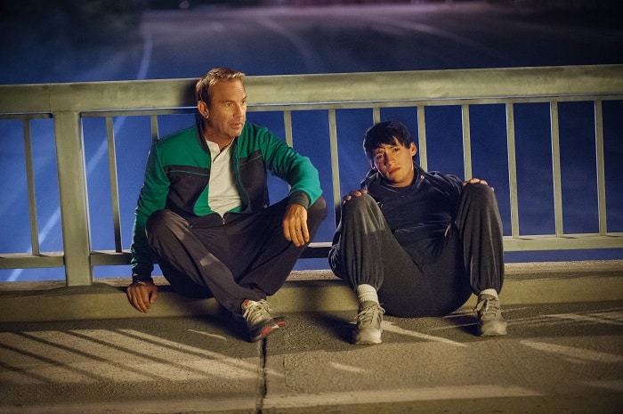McFARLAND USA Coach Jim White (Kevin Costner) and Thomas Valles (Carlos Pratts)
