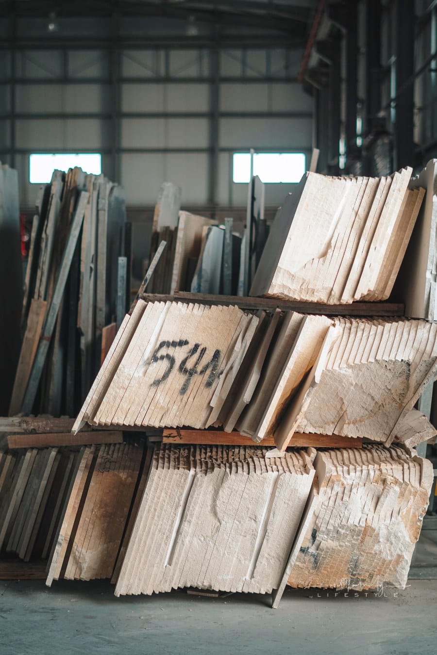 Natural travertine marble stone slabs in store show room