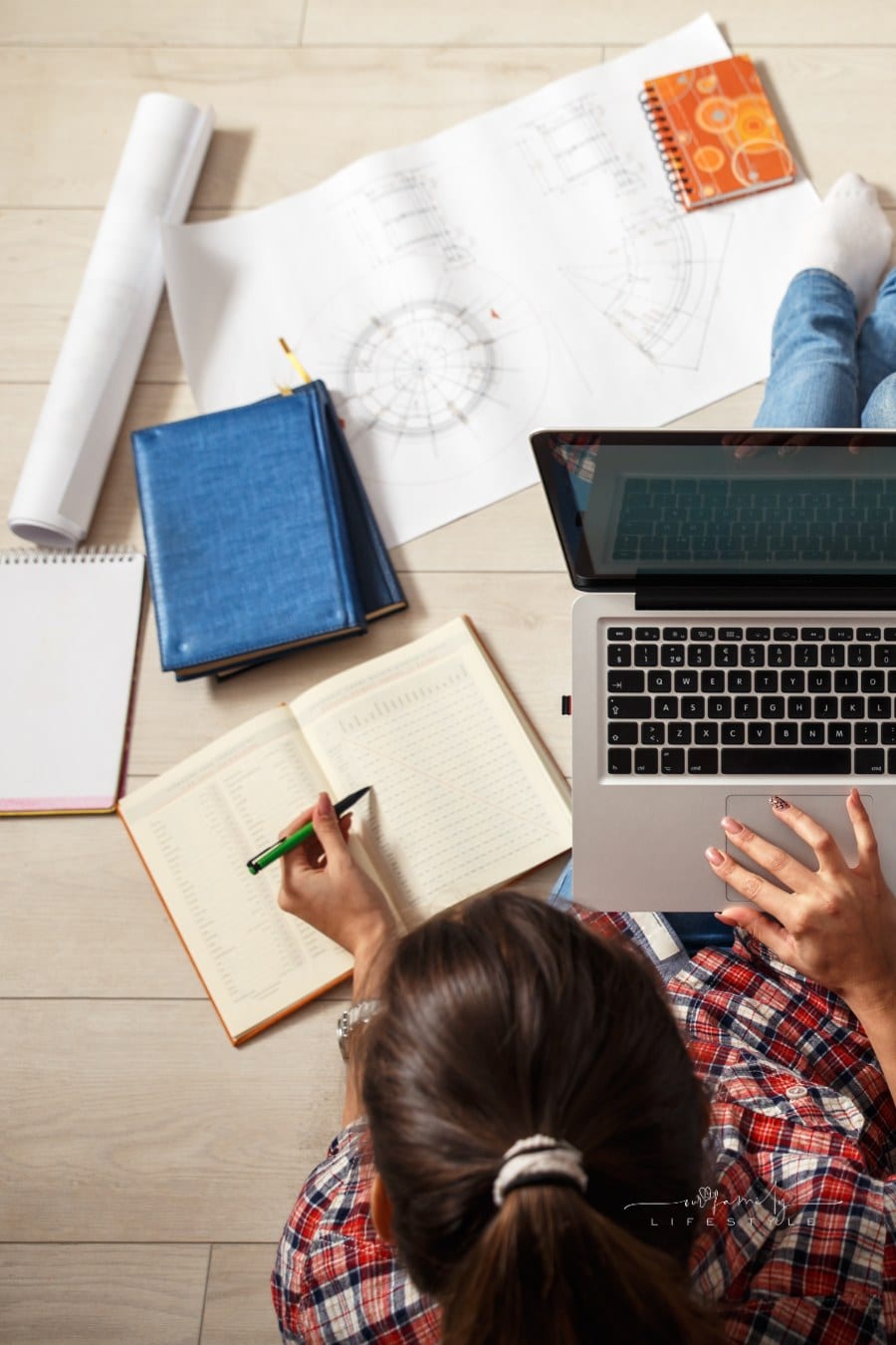 Female architect studying for ARE exam