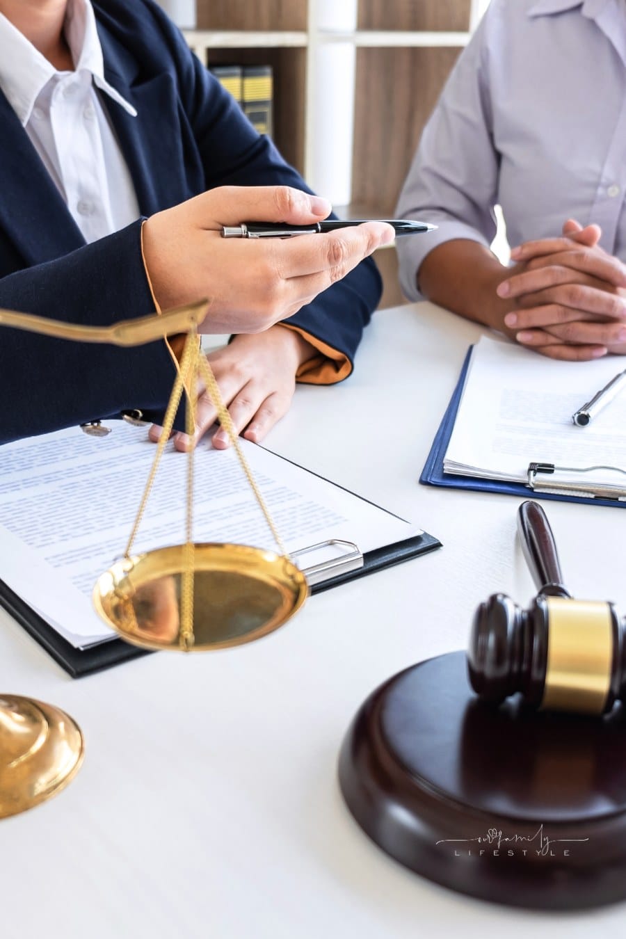 Professional female lawyer or counselor discussing negotiation legal case with client meeting with document contract in office, law and justice, attorney, lawsuit concept.