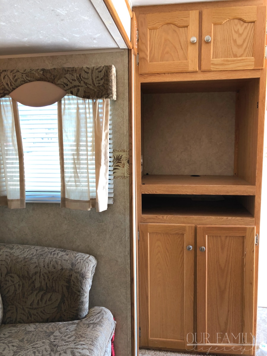 original RV trailer entertainment center