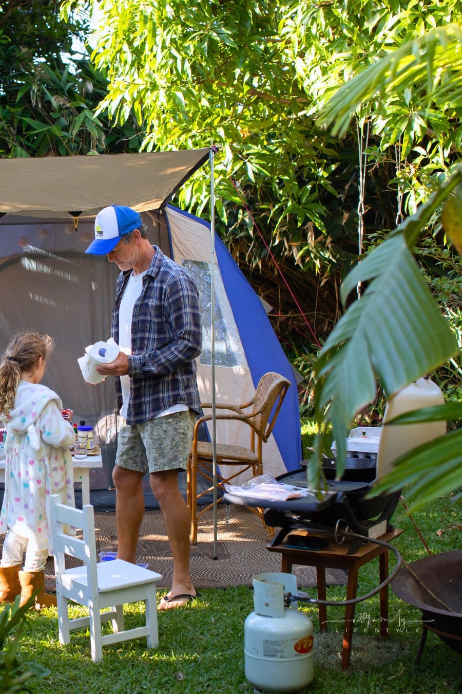 Family Camping in the Backyard
