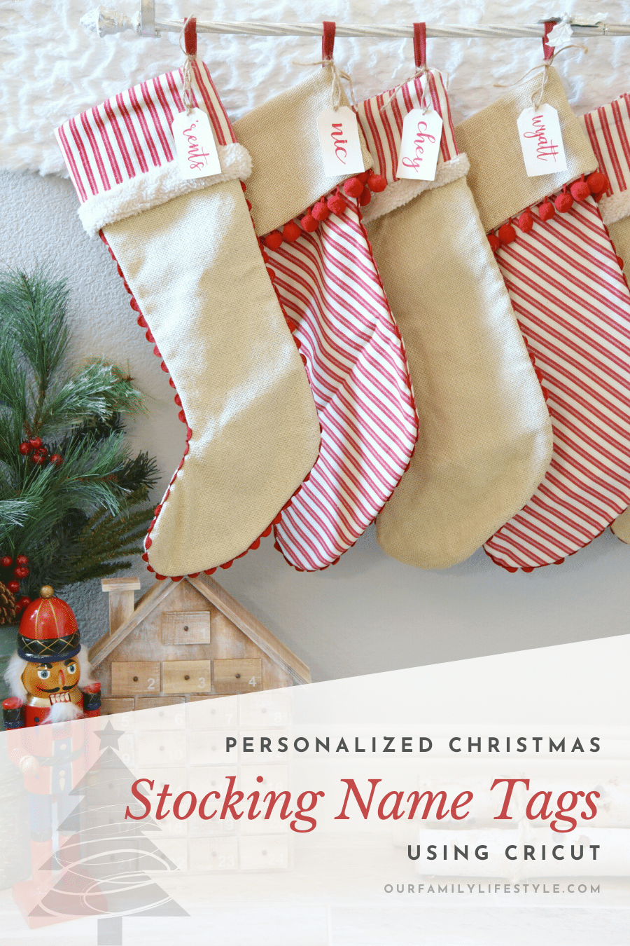 Simple Personalized Christmas Stocking Name Tags using Cricut