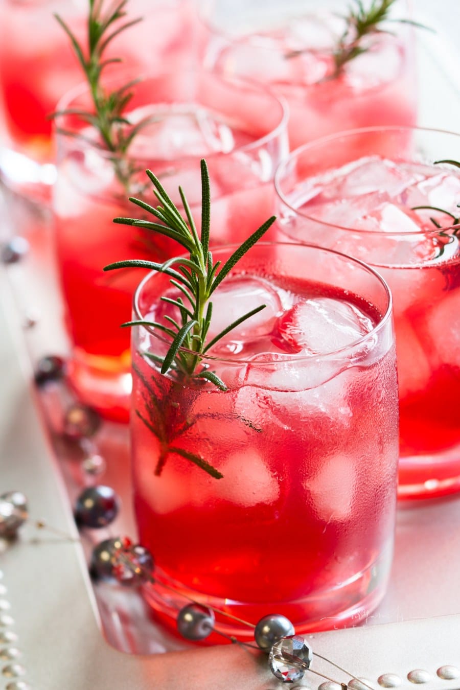 Red Cocktails on a Tray