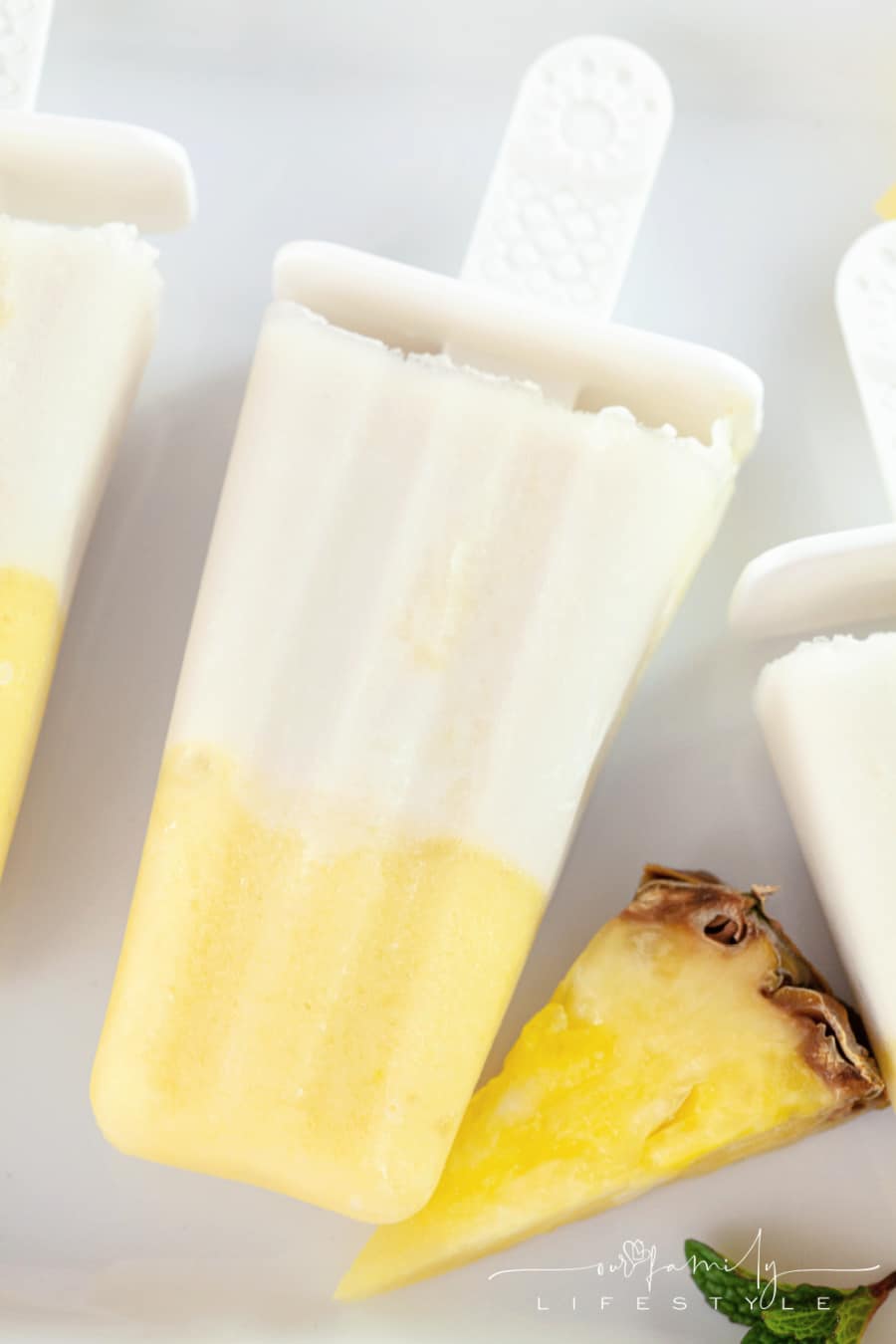 Pineapple and coconut ice pops