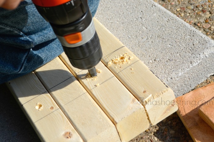 pre-drill holes for screws DIY planter