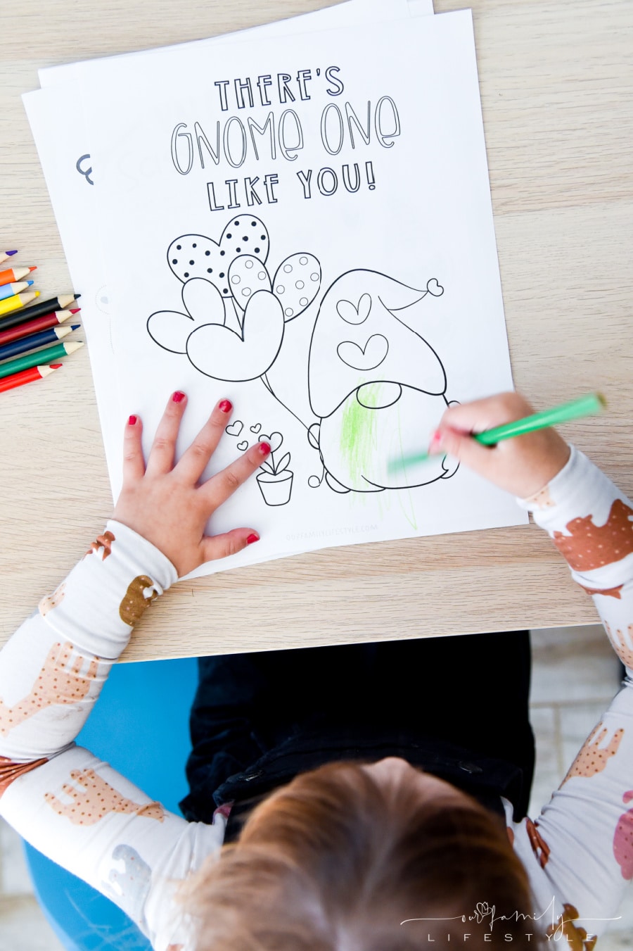 Printable Valentine worksheets gnome themed