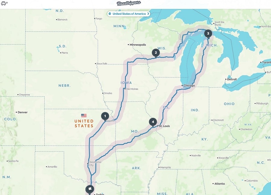 RoadTrippers route planner