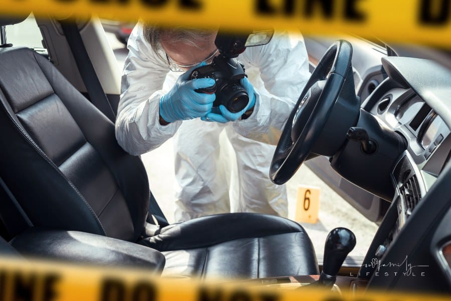 Forensic Science at a car accident scene