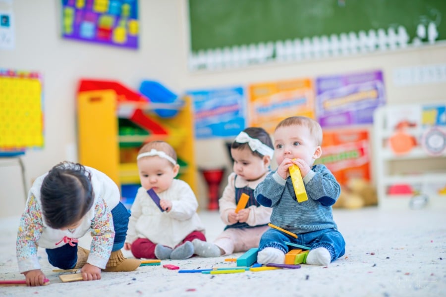 toddlers playing together at day care