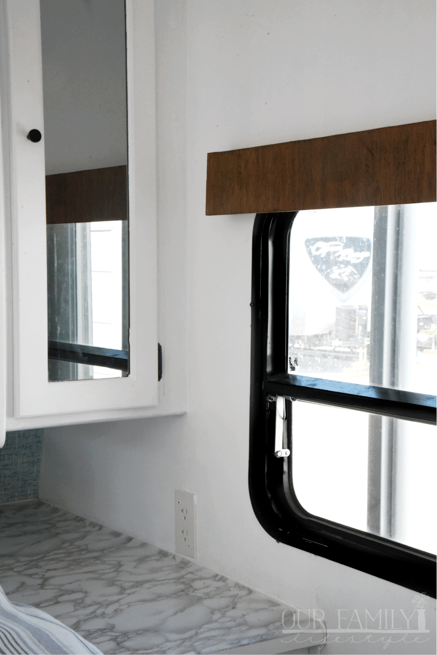 rv trailer window wood valance