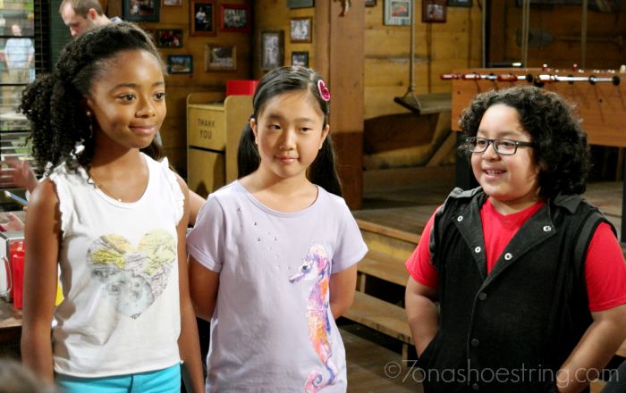 Skai Jackson Nina Lu and Nathan Arenas on Bunk'd cast